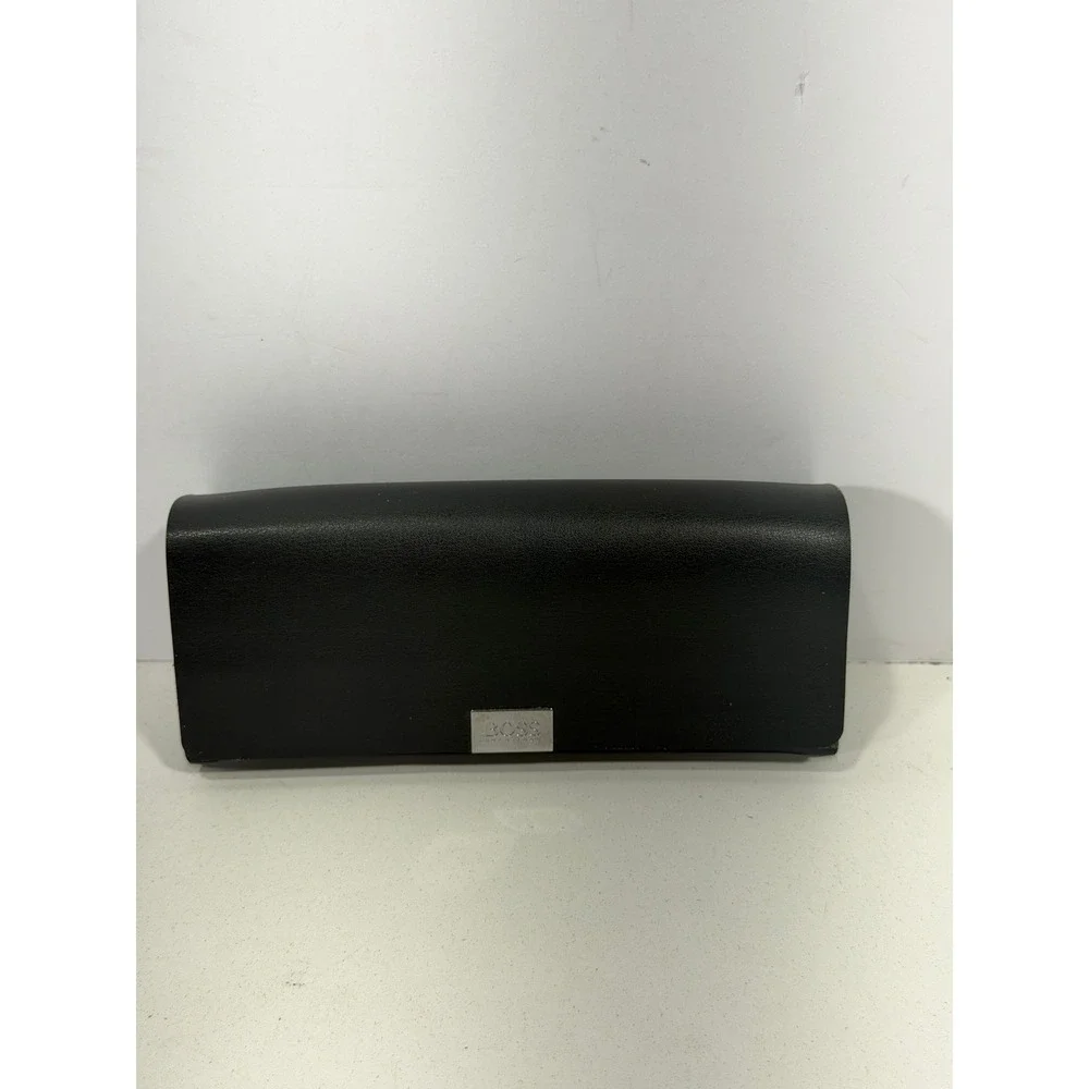 Hugo Boss Black Faux Leather Hard Shell Magnetic Glasses Case Silver Logo